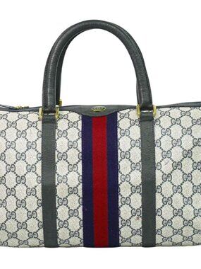 Gucci Old Sherry Line GG Supreme Mini Boston Bag Navy